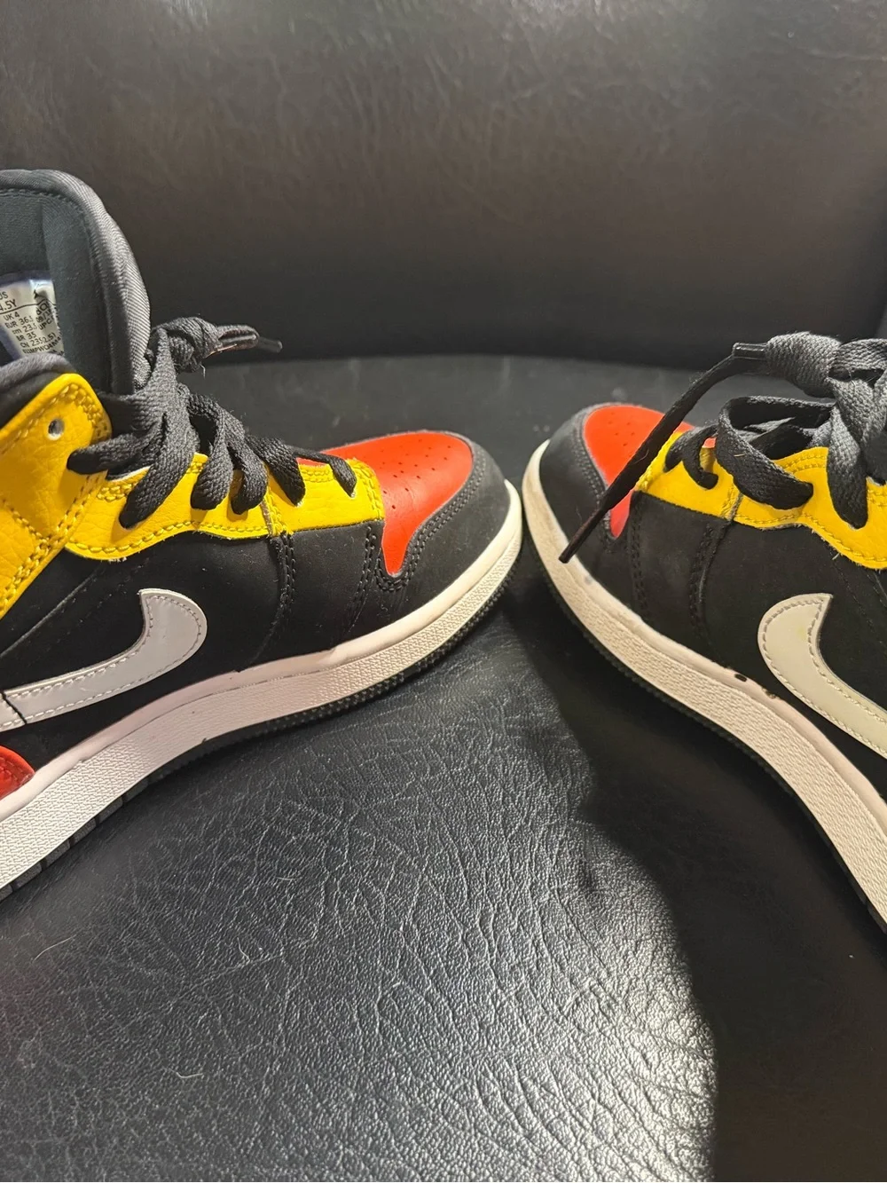 Nike Kids' High-Top Sneakers in Red, Black & Yellow